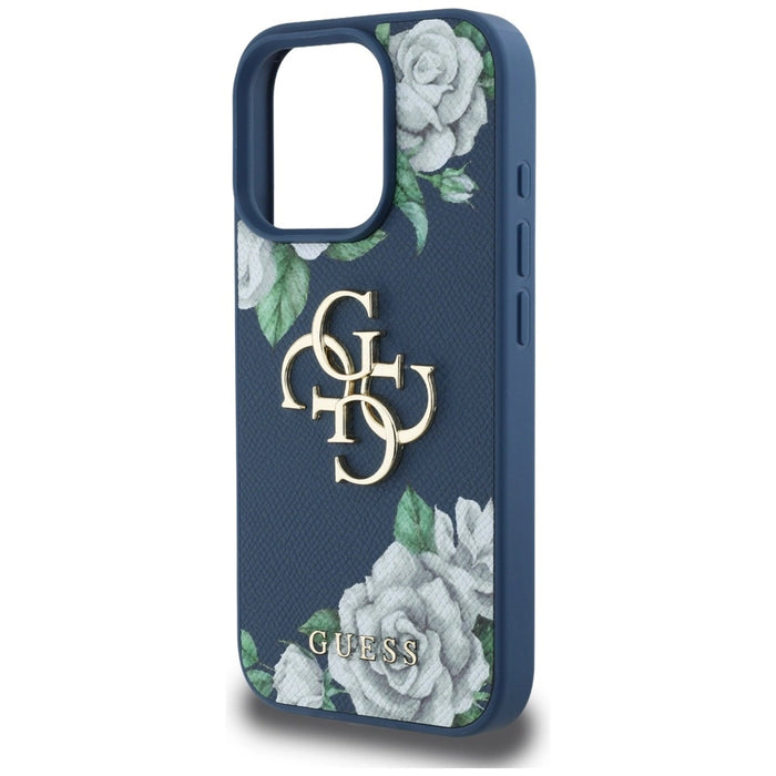 Калъф Guess Grained Roses Big 4G logo за iPhone 16 Pro - син