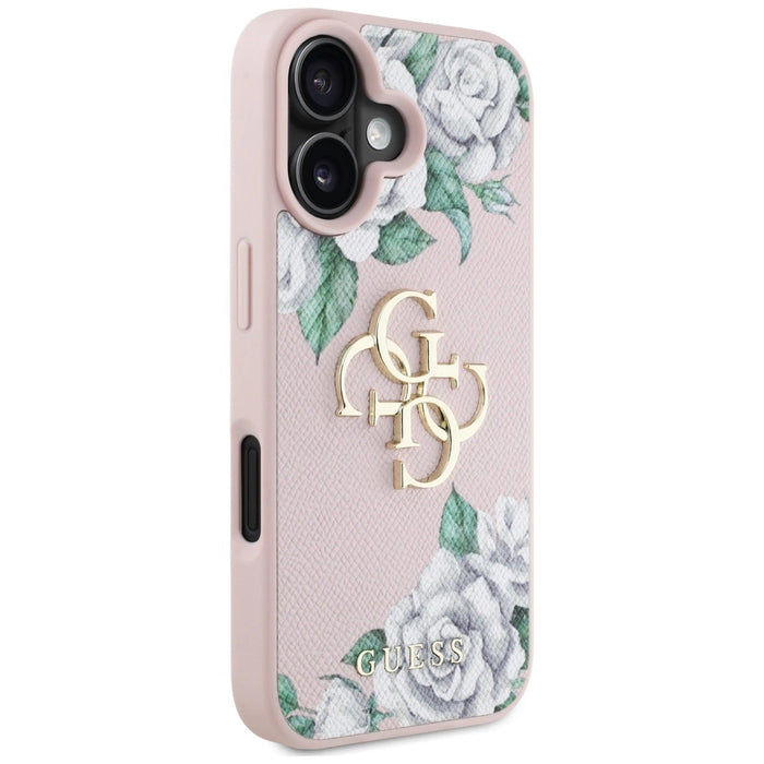 Калъф Guess Grained Roses Big 4G logo iPhone 16 - розов