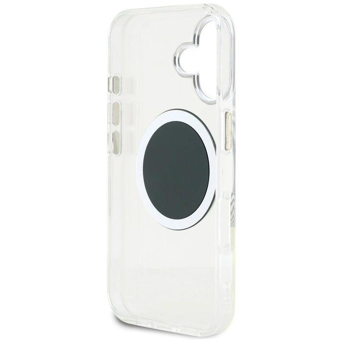 Калъф Guess IML Metal Colored Circle Classic Logo MagSafe за iPhone 16 - черен