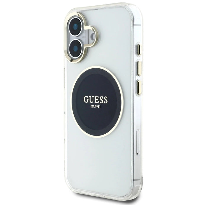 Калъф Guess IML Metal Colored Circle Classic Logo MagSafe за iPhone 16 - черен