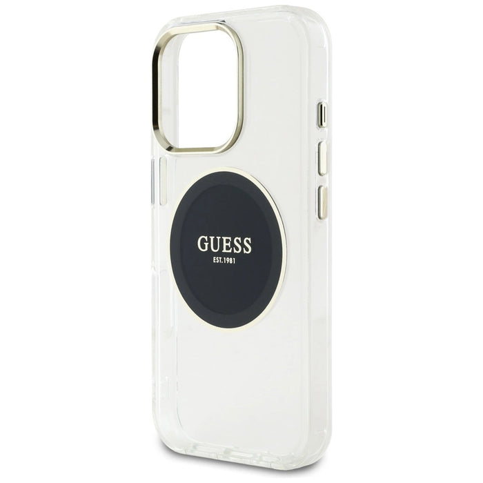 Калъф Guess IML Metal Colored Circle Classic Logo MagSafe за iPhone 16 Pro - черен