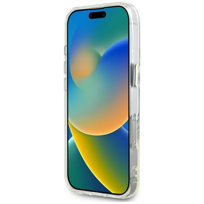 Калъф Guess IML Metal Colored Circle Classic Logo MagSafe за iPhone 16 Pro Max - бял