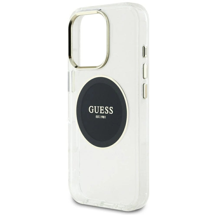 Калъф Guess IML Metal Coloured Circle Classic Logo MagSafe за iPhone 16 Pro Max - черен