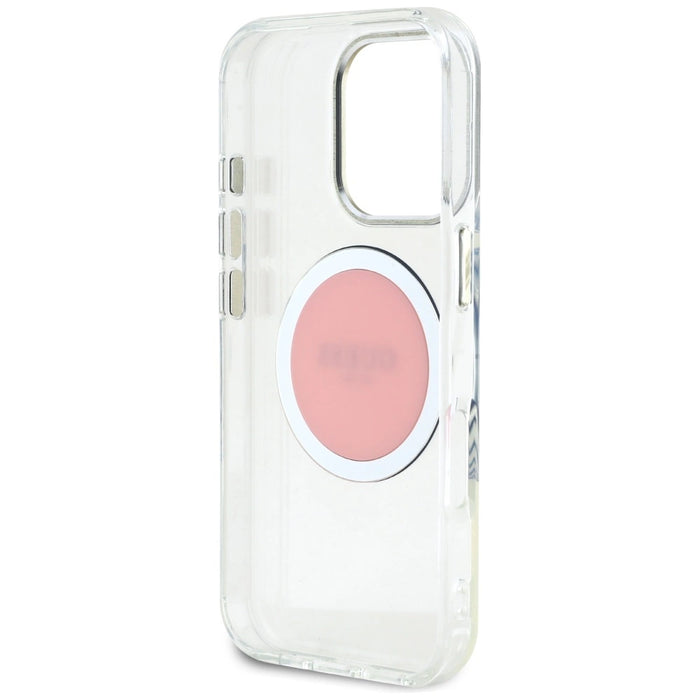 Калъф Guess IML Metal Colored Circle Classic Logo MagSafe iPhone 16 Pro - розов