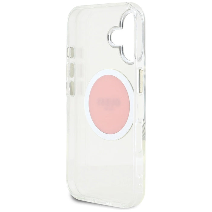 Калъф Guess IML Metal Colored Circle Classic Logo MagSafe iPhone 16 - розов