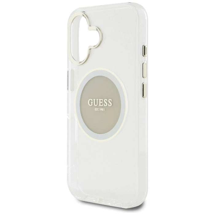 Калъф Guess IML Metal Colored Circle Classic Logo MagSafe за iPhone 16 - сив