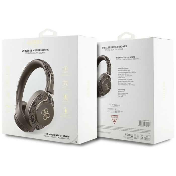 Guess ENC Metal 4G Bluetooth Over-Ear слушалки - кафяви