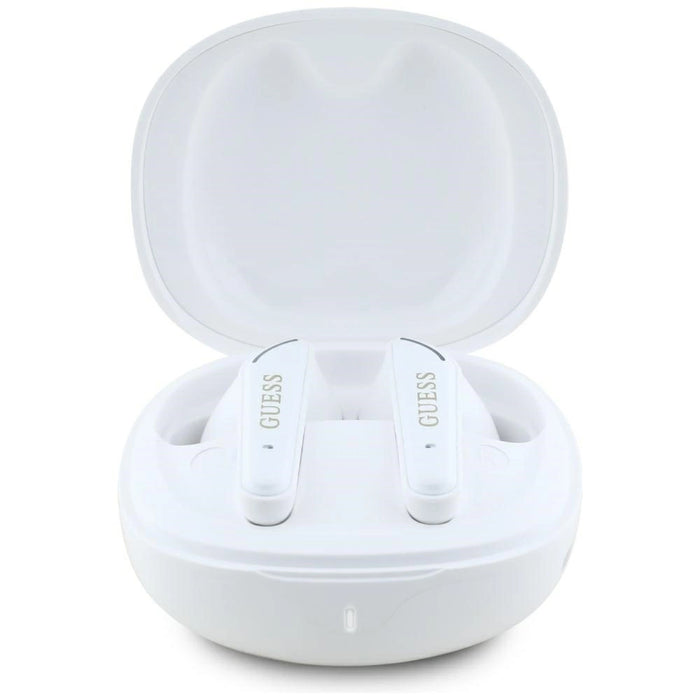 Guess Flat Classic Logo TWS слушалки с галванично покритие - бели