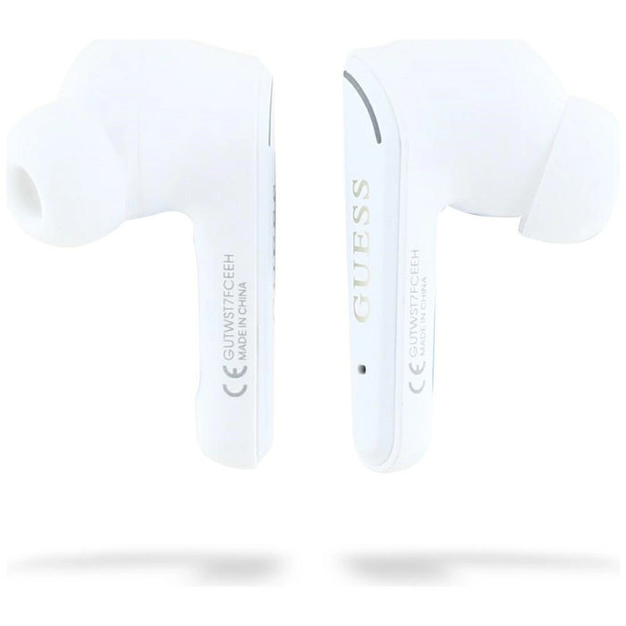 Guess Flat Classic Logo TWS слушалки с галванично покритие - бели