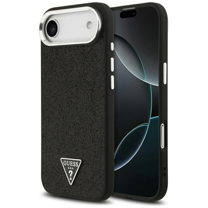 Guess Glitter Triangle Logo MagSafe Case за iPhone 17 Air - черен