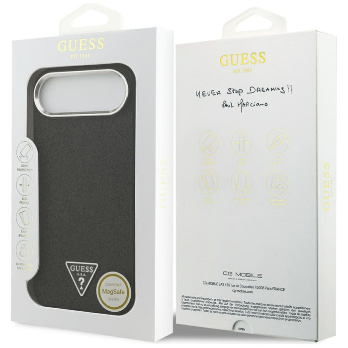 Guess Glitter Triangle Logo MagSafe Case за iPhone 17 Air - черен