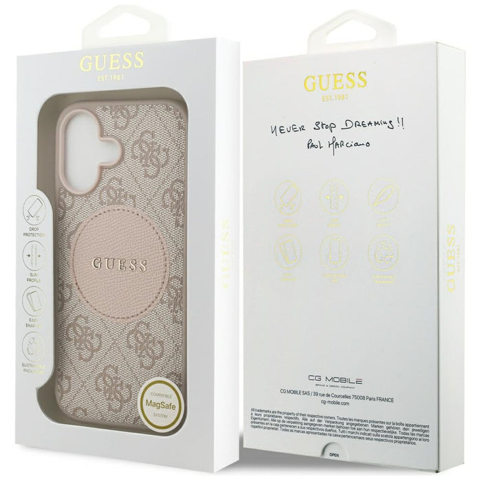 Калъф Guess 4G Circle Classic Logo MagSafe за iPhone 17 - розов