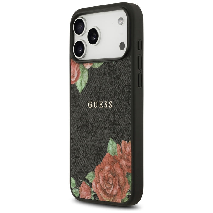 Калъф Guess 4G Flowers Print MagSafe за iPhone 17 Pro - черен