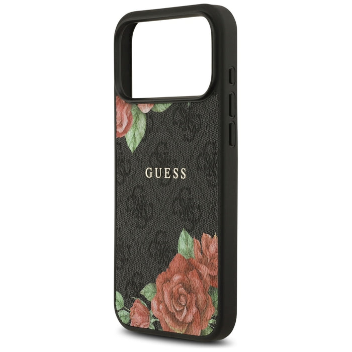 Калъф Guess 4G Flowers Print MagSafe за iPhone 17 Pro - черен