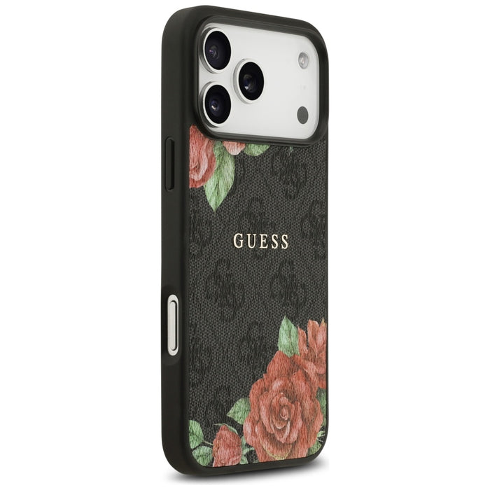 Калъф Guess 4G Flowers Print MagSafe за iPhone 17 Pro - черен