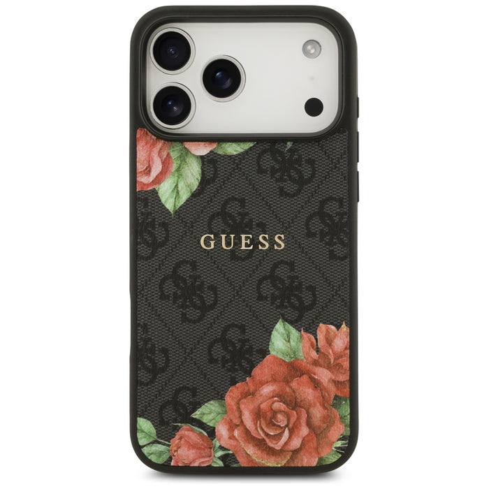 Калъф Guess 4G Flowers Print MagSafe за iPhone 17 Pro - черен