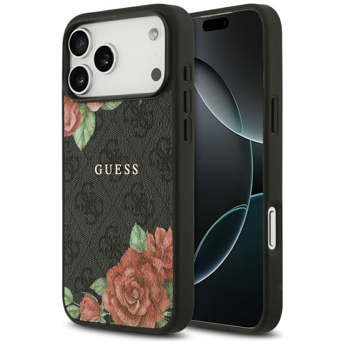 Калъф Guess 4G Flowers Print MagSafe за iPhone 17 Pro - черен