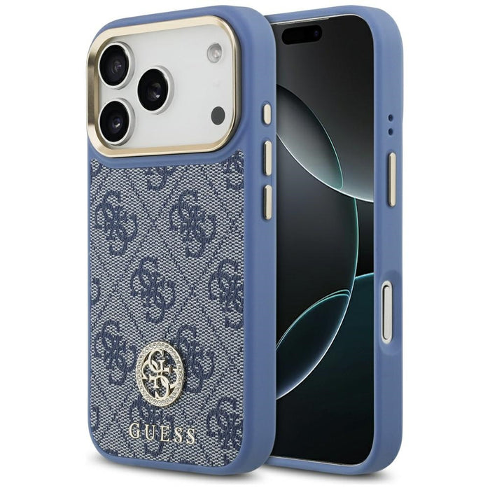 Калъф Guess 4G Strass Logo MagSafe за iPhone 17 Pro - син