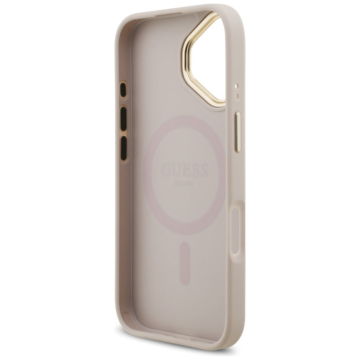 Калъф MagSafe с лого Guess 4G Strass за iPhone 17 - розов