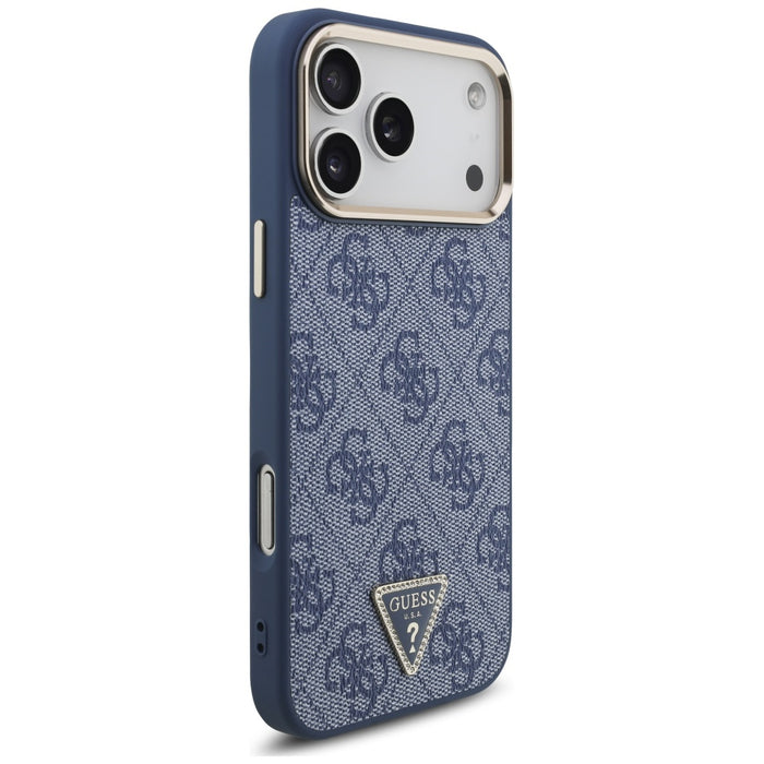 Guess 4G Triangle Logo MagSafe Case за iPhone 17 Pro Max - син и златист