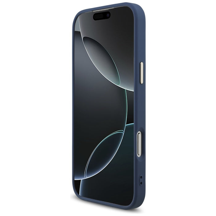 Guess 4G Triangle Logo MagSafe Case за iPhone 17 Pro Max - син и златист