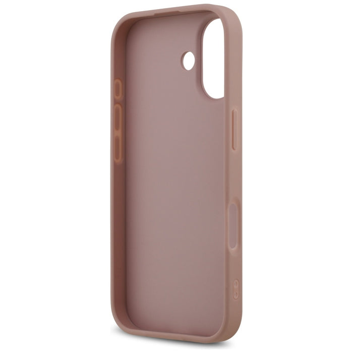 Голям 4G калъф Guess Fixed Glitter за iPhone 17 - розов
