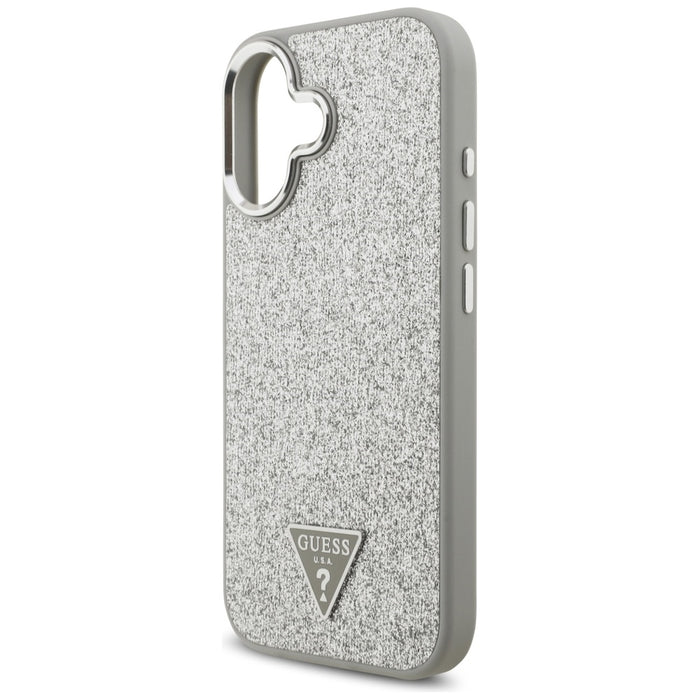 Калъф Guess Glitter Triangle Logo MagSafe за iPhone 17 - сребрист