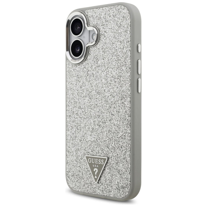 Калъф Guess Glitter Triangle Logo MagSafe за iPhone 17 - сребрист
