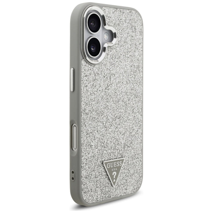 Калъф Guess Glitter Triangle Logo MagSafe за iPhone 17 - сребрист
