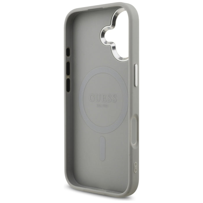 Калъф Guess Glitter Triangle Logo MagSafe за iPhone 17 - сребрист