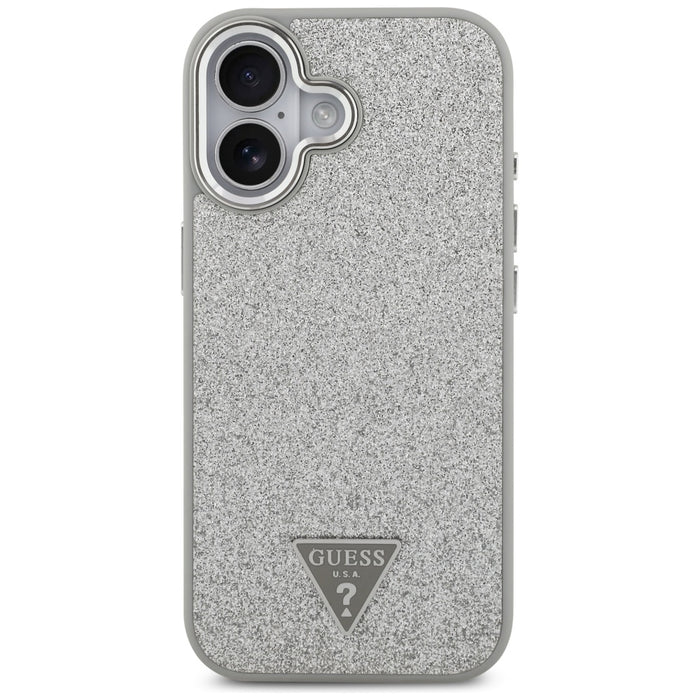 Калъф Guess Glitter Triangle Logo MagSafe за iPhone 17 - сребрист