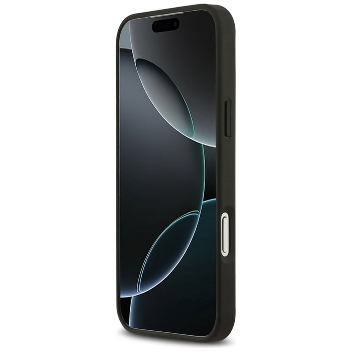 Калъф Guess Grained Flowers Classic Logo MagSafe за iPhone 17 Pro Max - черен