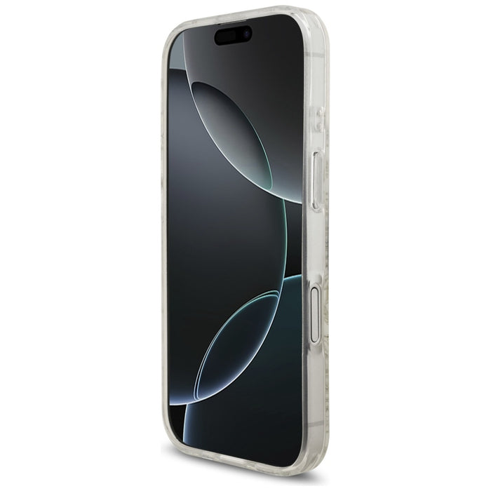 Калъф Guess IML Flowers Electro Pearl Strap MagSafe за iPhone 17 - бял