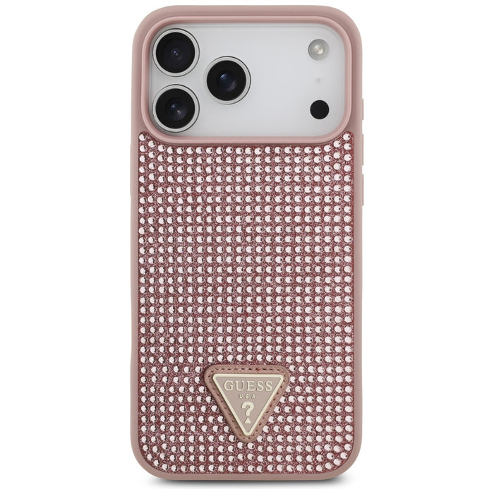 Калъф Guess Rhinestone Triangle Logo Case за iPhone 17 Pro Max - розов