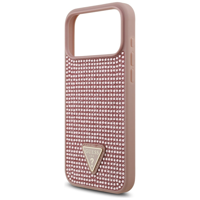 Калъф Guess Rhinestone Triangle Logo Case за iPhone 17 Pro Max - розов
