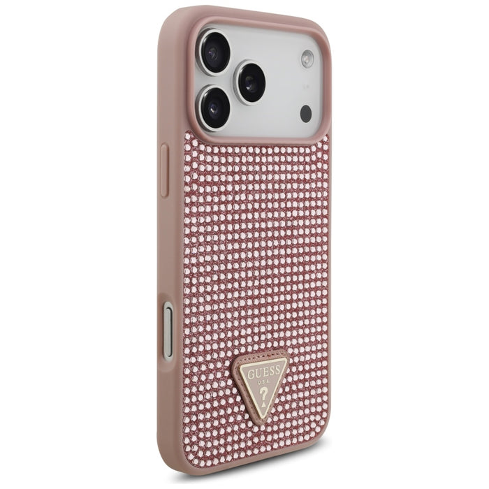 Калъф Guess Rhinestone Triangle Logo Case за iPhone 17 Pro Max - розов