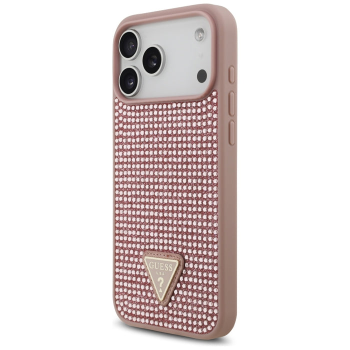 Калъф Guess Rhinestone Triangle Logo Case за iPhone 17 Pro Max - розов