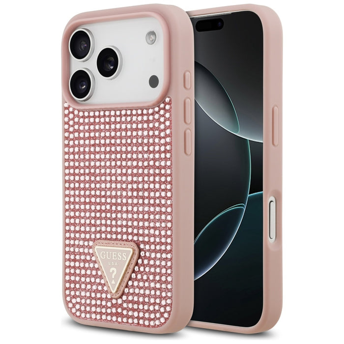 Калъф Guess Rhinestone Triangle Logo iPhone 17 Pro - розов