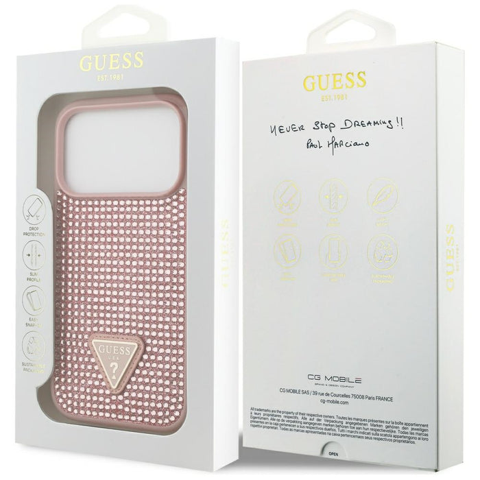 Калъф Guess Rhinestone Triangle Logo iPhone 17 Pro - розов