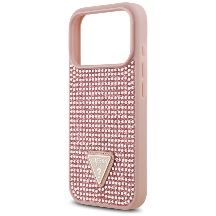 Калъф Guess Rhinestone Triangle Logo iPhone 17 Pro - розов