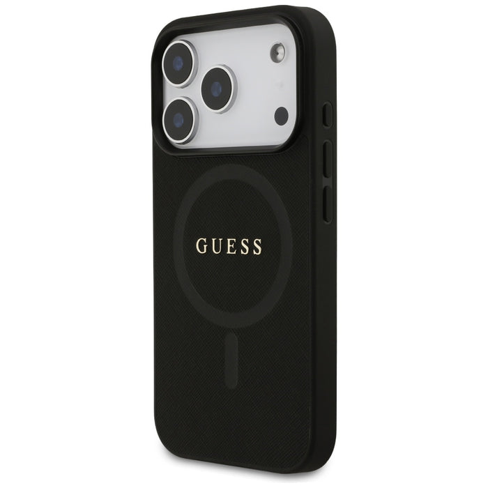 Калъф Guess Saffiano Classic Logo MagSafe за iPhone 17 Pro - черен