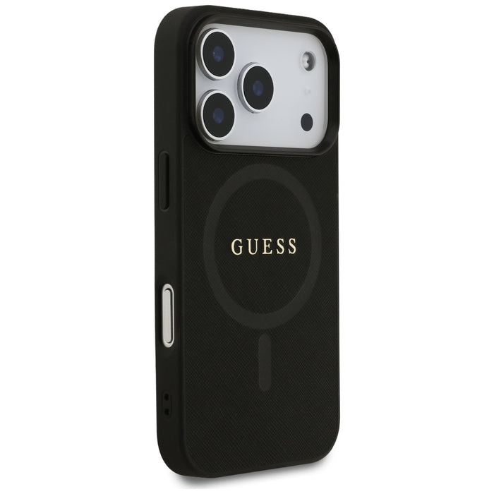 Калъф Guess Saffiano Classic Logo MagSafe за iPhone 17 Pro - черен
