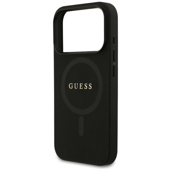 Калъф Guess Saffiano Classic Logo MagSafe за iPhone 17 Pro - черен