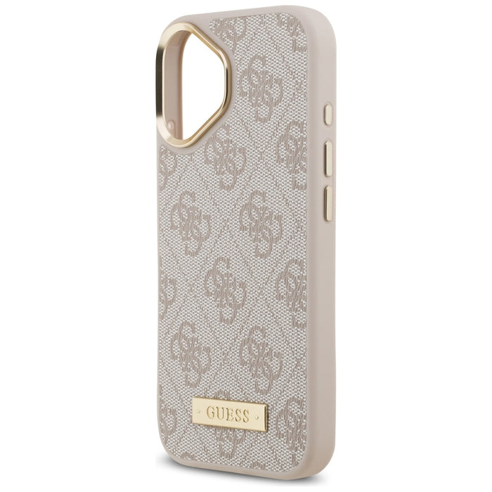 Калъф Guess 4G Logo Plate MagSafe за iPhone 17 - розов
