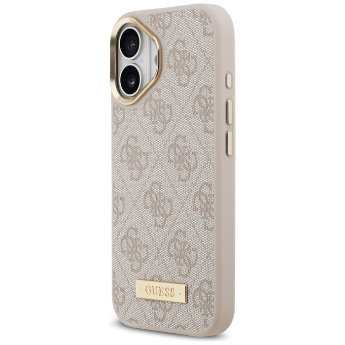 Калъф Guess 4G Logo Plate MagSafe за iPhone 17 - розов