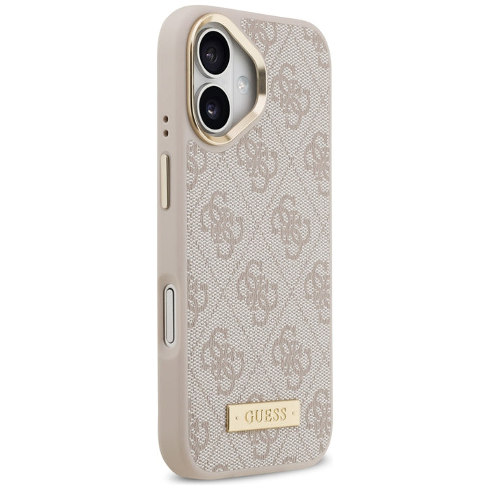 Калъф Guess 4G Logo Plate MagSafe за iPhone 17 - розов
