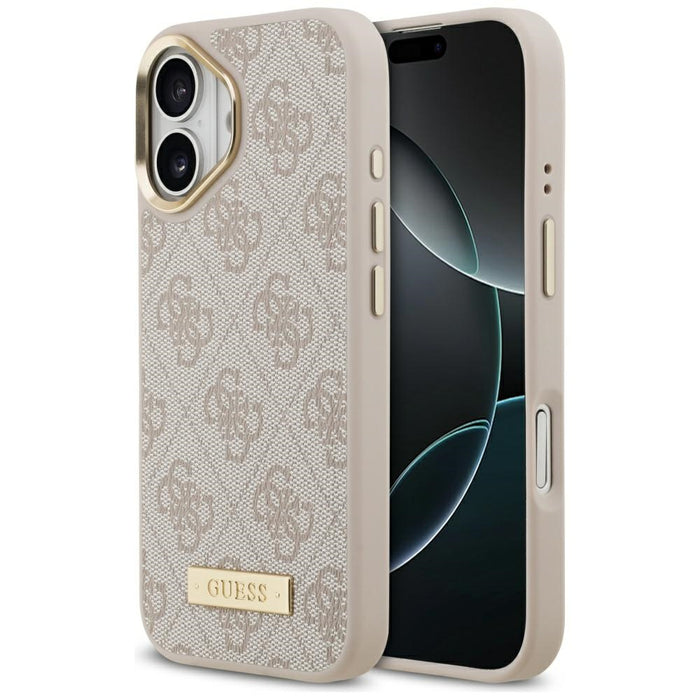 Калъф Guess 4G Logo Plate MagSafe за iPhone 17 - розов