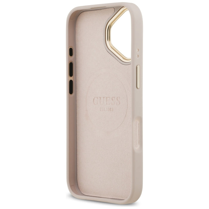 Калъф Guess 4G Logo Plate MagSafe за iPhone 17 - розов