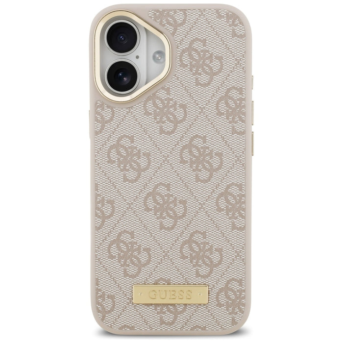 Калъф Guess 4G Logo Plate MagSafe за iPhone 17 - розов