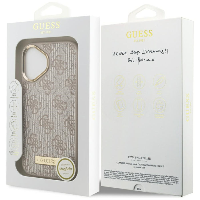 Калъф Guess 4G Logo Plate MagSafe за iPhone 17 - розов